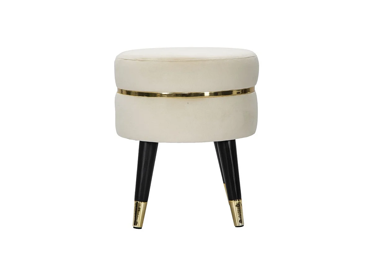 Tabouret Design "Paris" 40cm Crème & Or