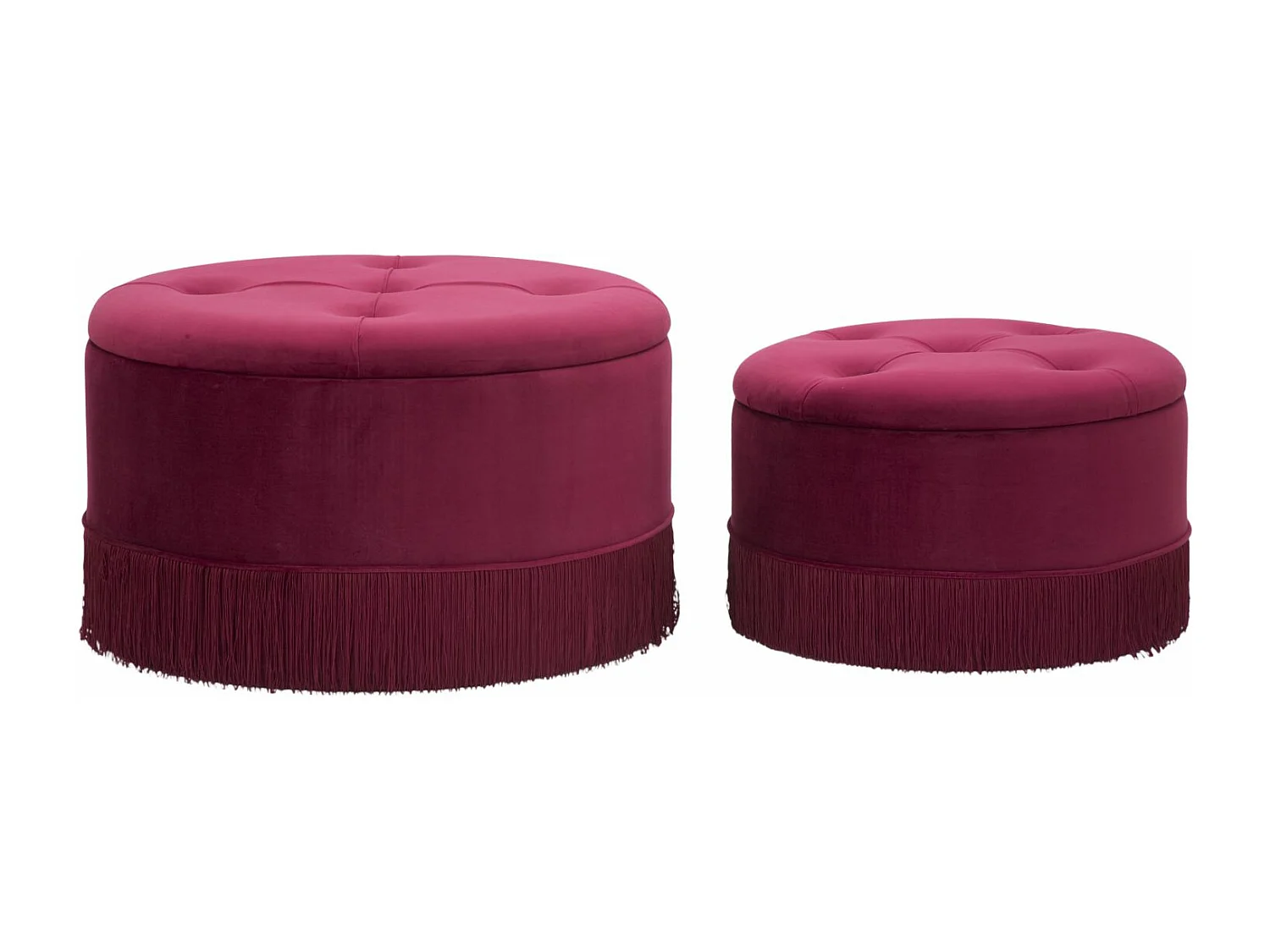 Lot de 2 Poufs Coffre de Rangement "Tia" 71cm Bordeaux