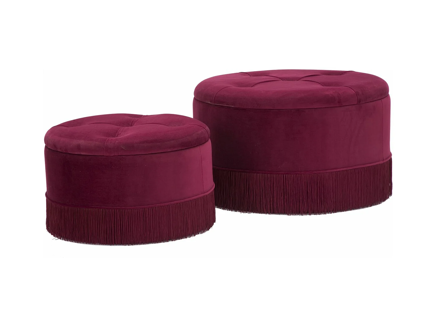Lot de 2 Poufs Coffre de Rangement "Tia" 71cm Bordeaux