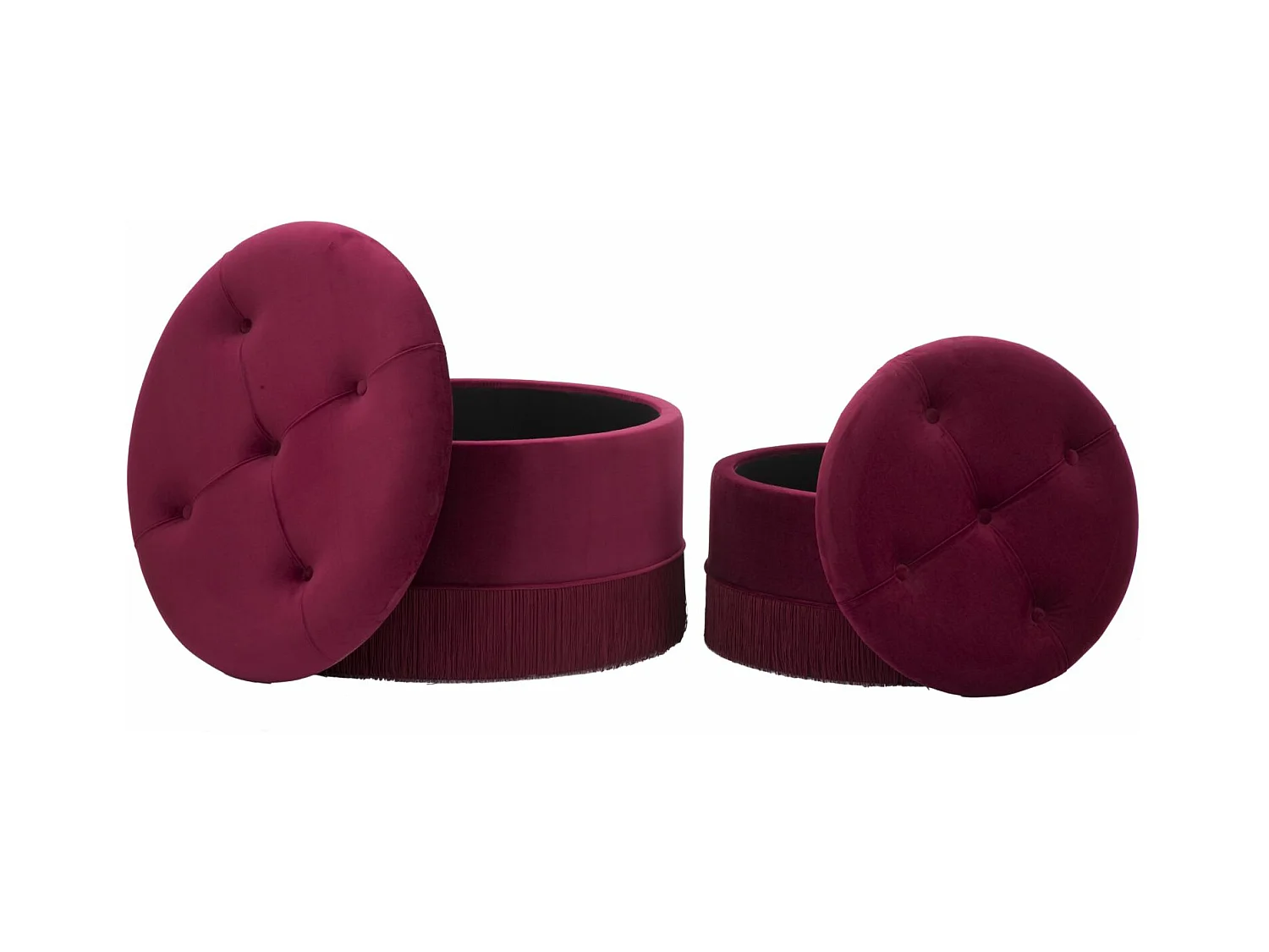 Lot de 2 Poufs Coffre de Rangement "Tia" 71cm Bordeaux