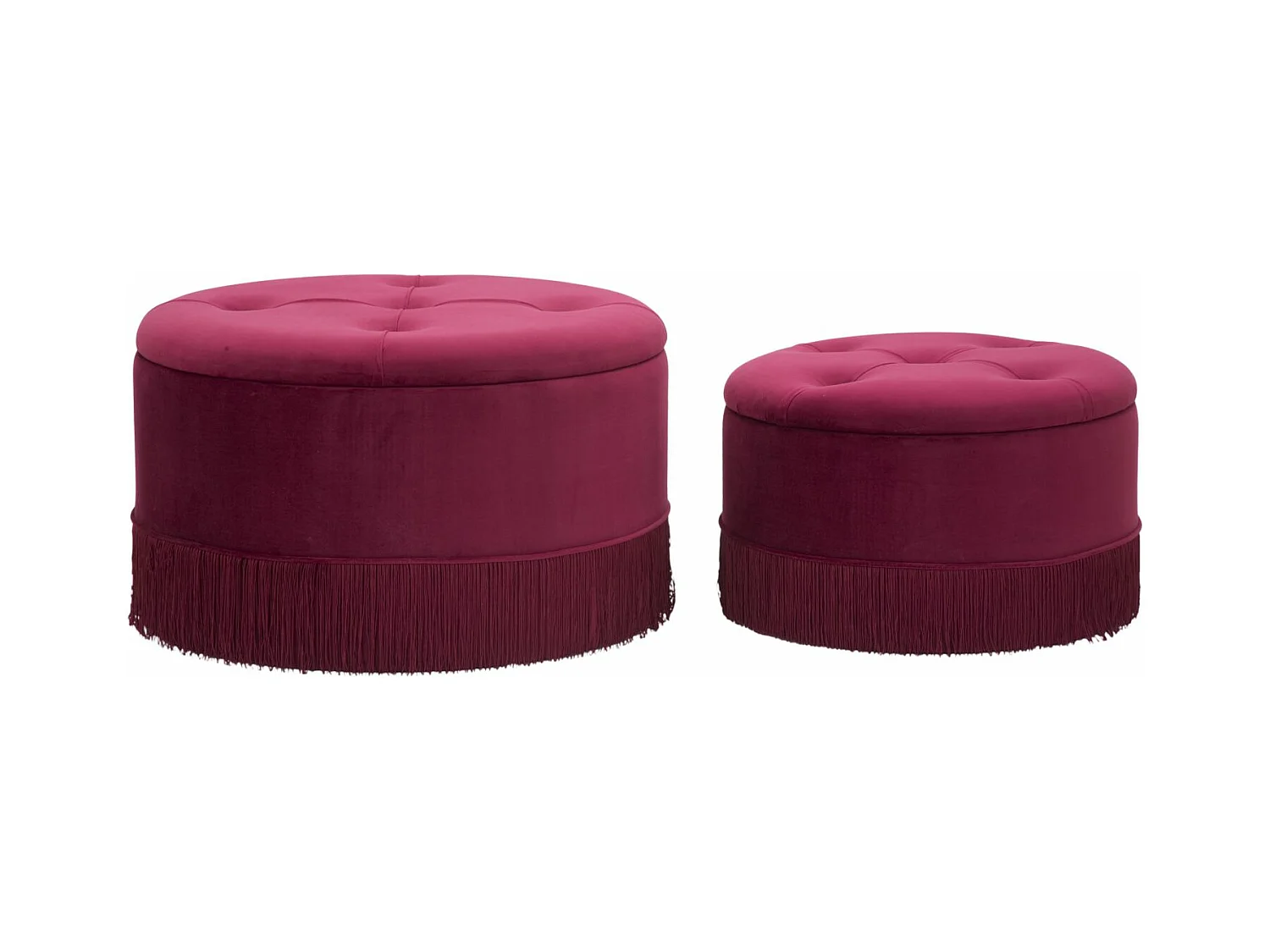Set di 2 pouf contenitori in tessuto viola Ø cm 71x41-55x33