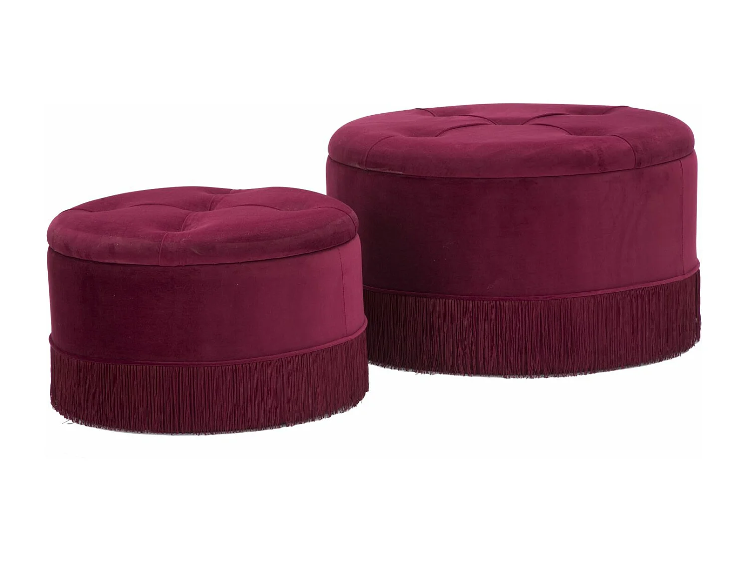 Lot de 2 Poufs Coffre de Rangement "Tia" 71cm Bordeaux
