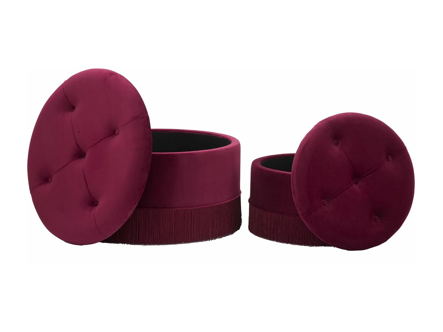 Lot de 2 Poufs Coffre de Rangement "Tia" 71cm Bordeaux