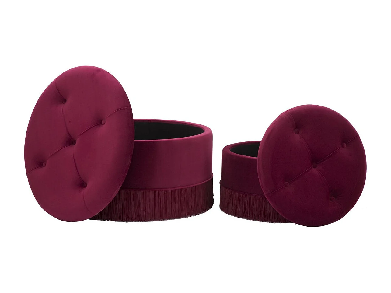 Lot de 2 Poufs Coffre de Rangement "Tia" 71cm Bordeaux