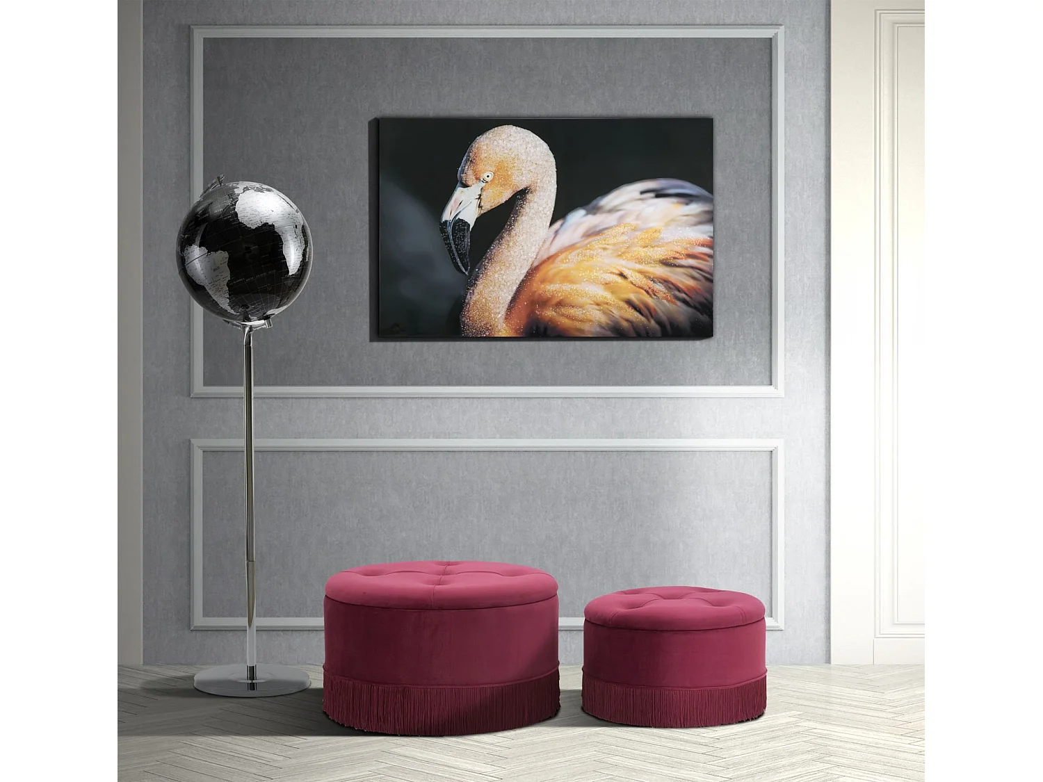 Lot de 2 Poufs Coffre de Rangement "Tia" 71cm Bordeaux