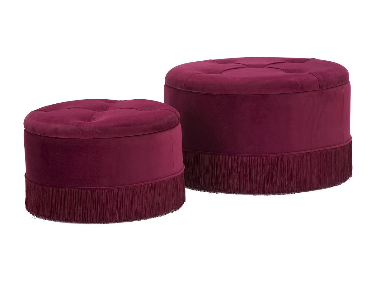 Lot de 2 Poufs Coffre de Rangement "Tia" 71cm Bordeaux