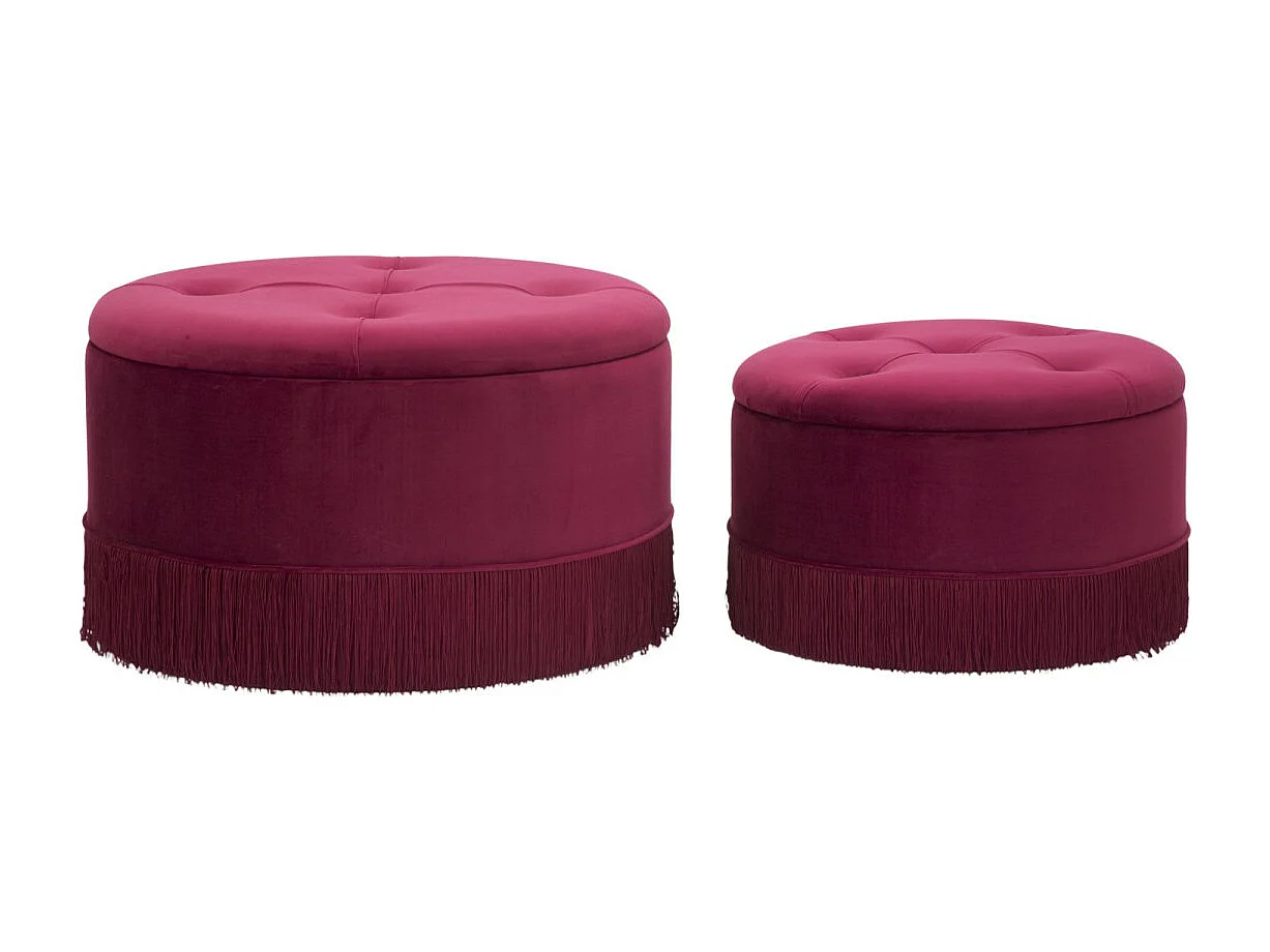 Lot de 2 Poufs Coffre de Rangement "Tia" 71cm Bordeaux