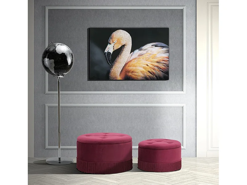 Set van 2 paarse stoffen opbergpoefjes Ø cm 71x41-55x33