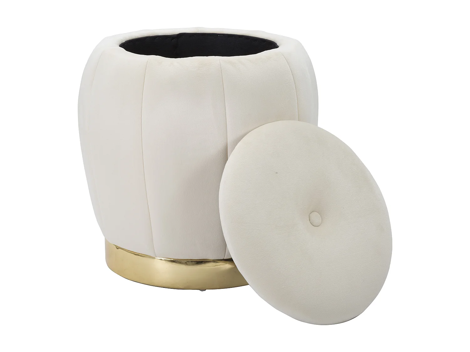 Pouf Coffre Rangement "Paris" 43cm Crème & Or