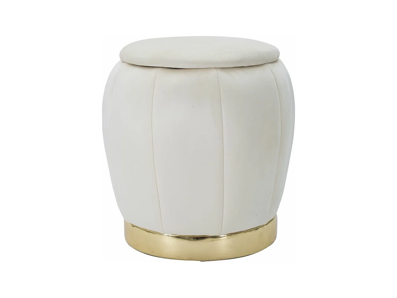 Pouf avec récipient en tissu beige Ø 43x43 cm