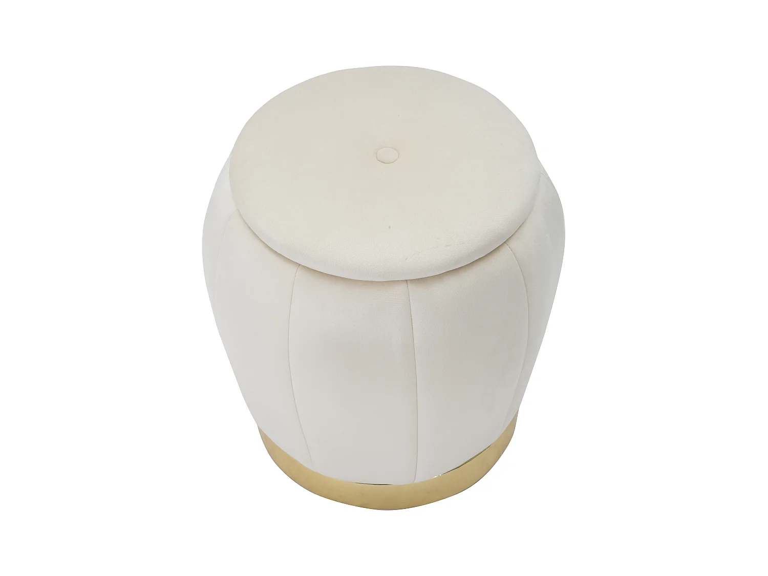 Pouf con contenitore in tessuto beige Ø cm 43x43
