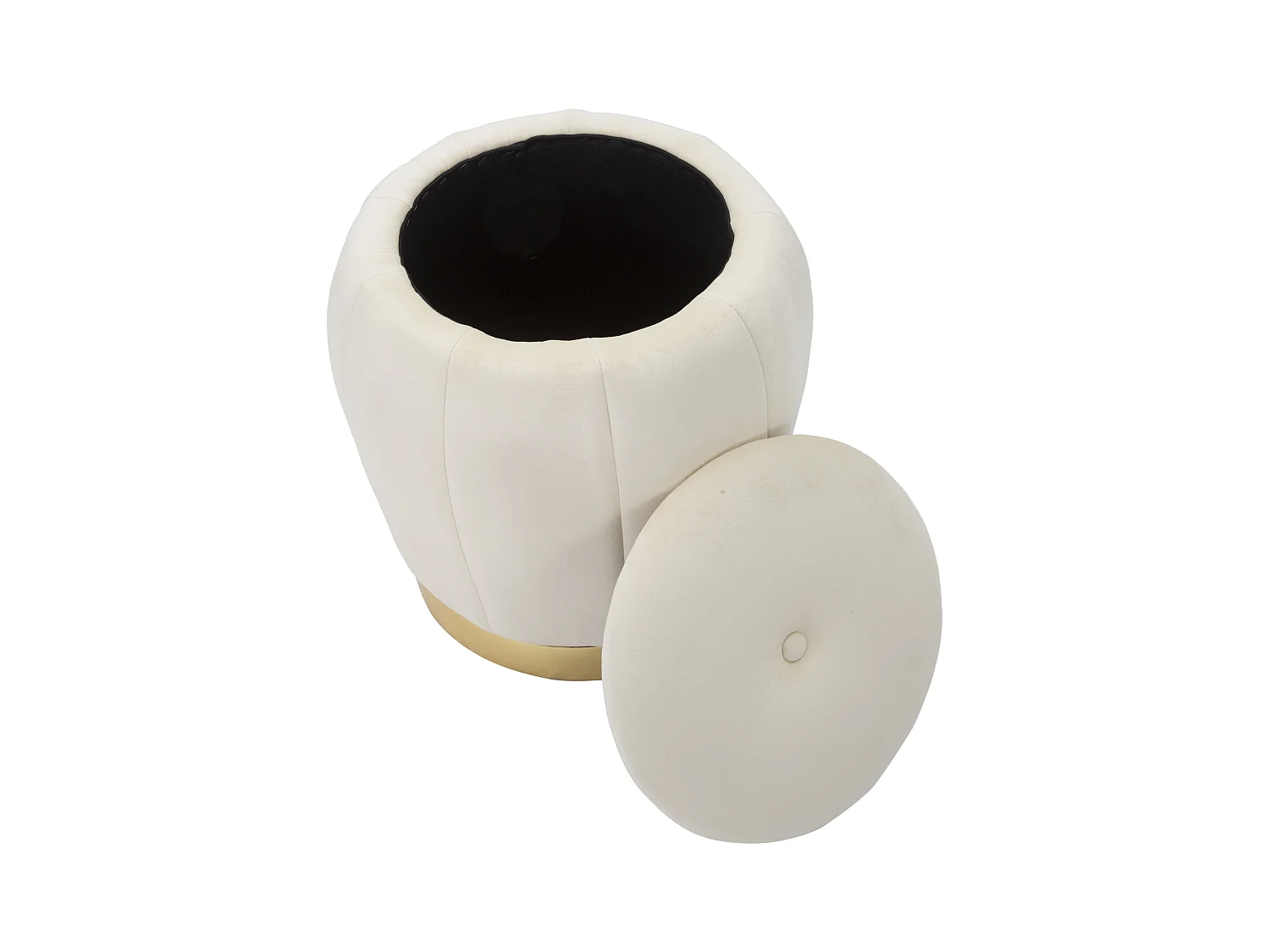 Pouf con contenitore in tessuto beige Ø cm 43x43