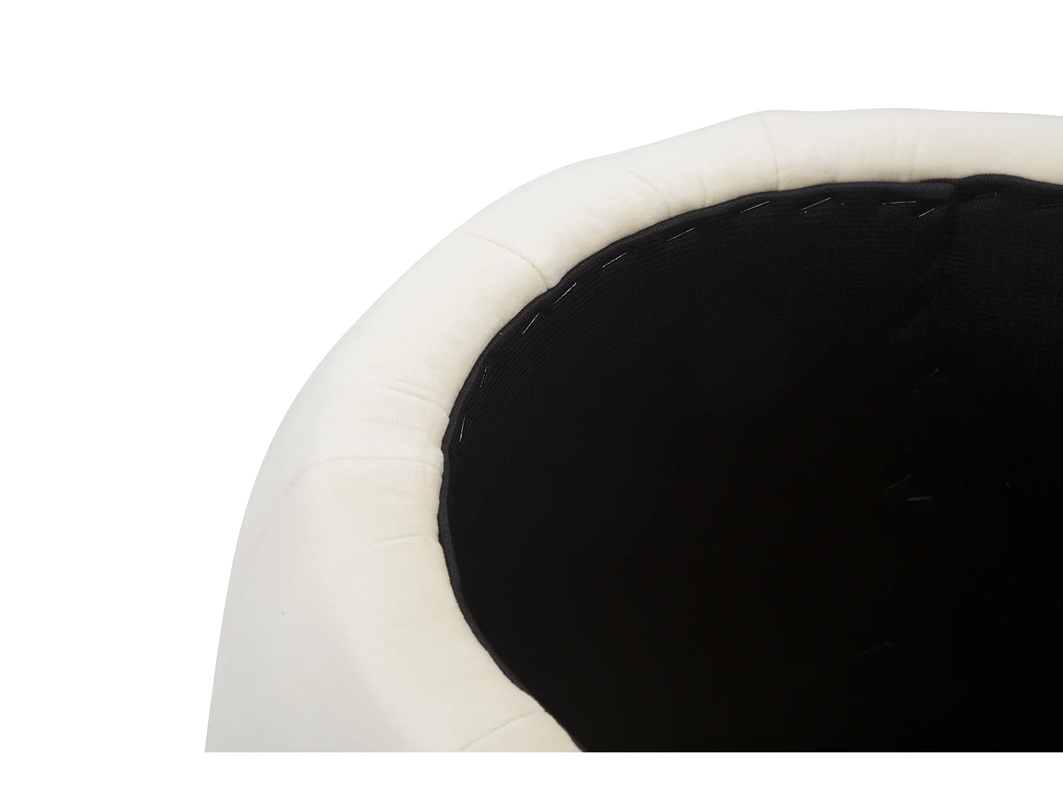 Puf contenedor redondo de terciopelo con base metálica 43cm Paris - Crema