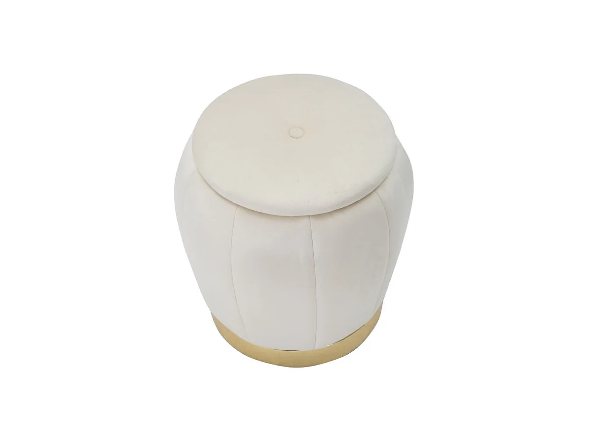 Puf contenedor redondo de terciopelo con base metálica 43cm Paris - Crema