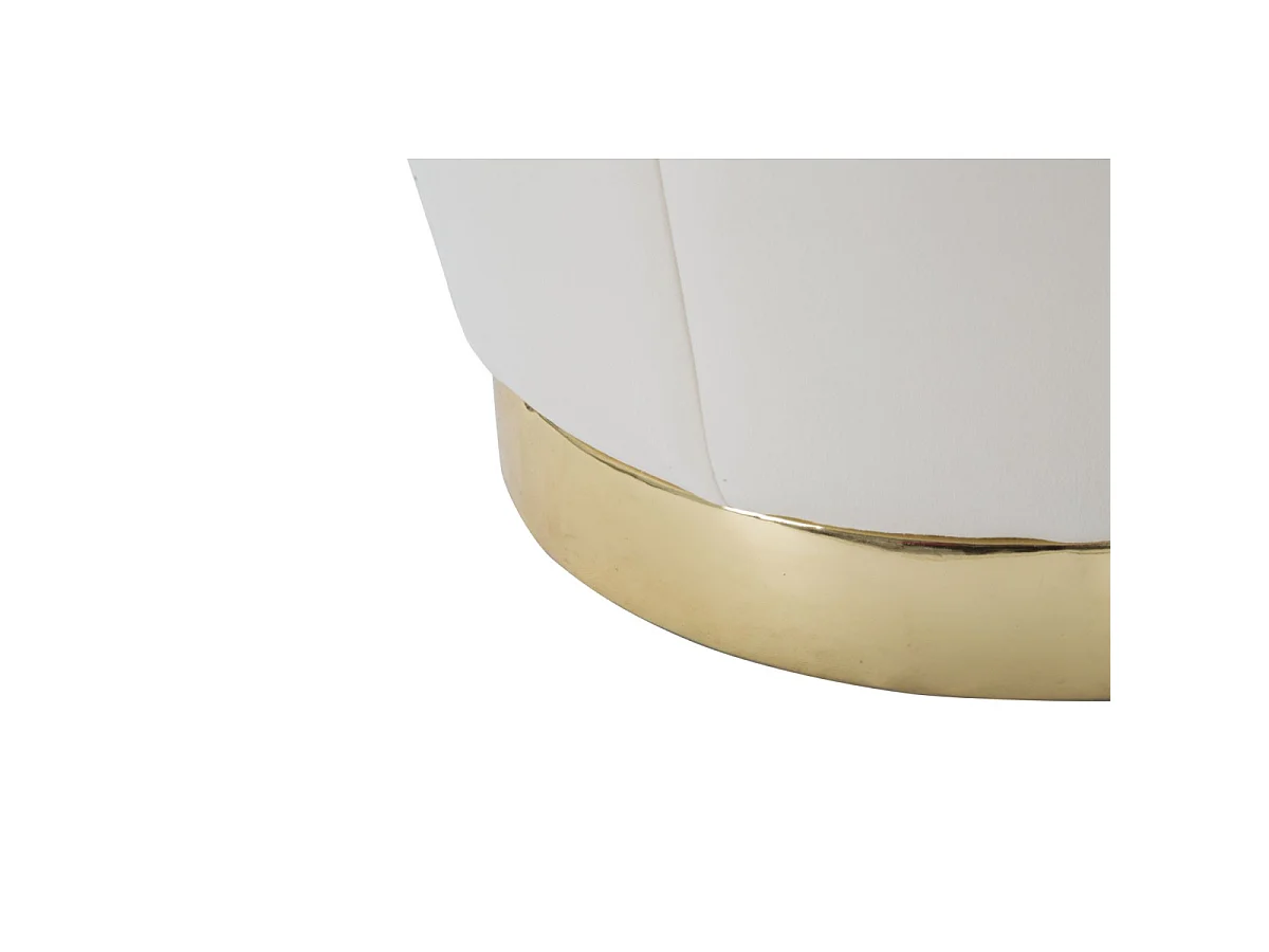 Puf contenedor redondo de terciopelo con base metálica 43cm Paris - Crema