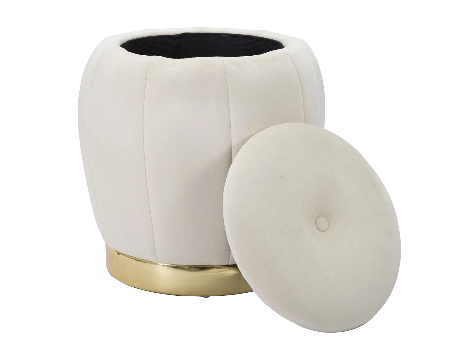 Pouf Coffre Rangement "Paris" 43cm Crème & Or