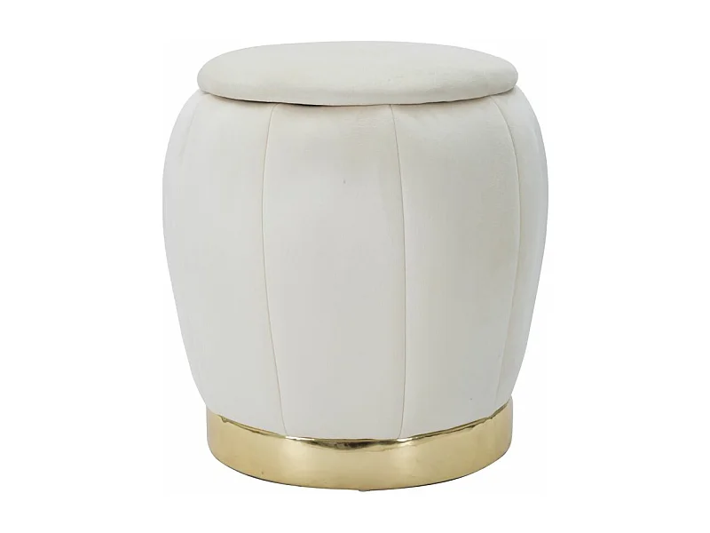 Pouf Coffre Rangement "Paris" 43cm Crème & Or