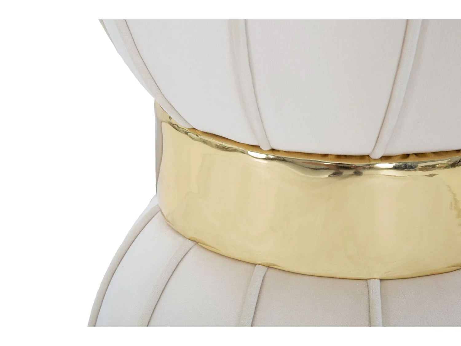 Pouf Design en Velours "Flower" 44cm Crème & Or