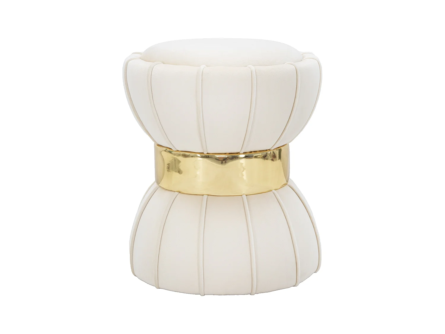 Pouf rembourré en tissu beige Ø 40x44 cm