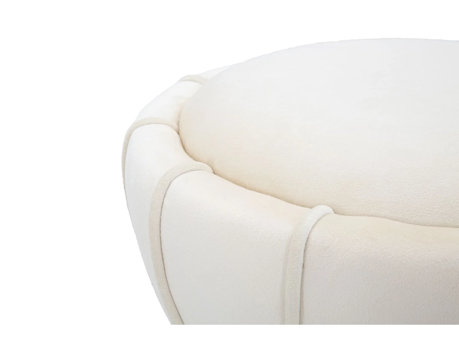 Pouf Design en Velours "Flower" 44cm Crème & Or