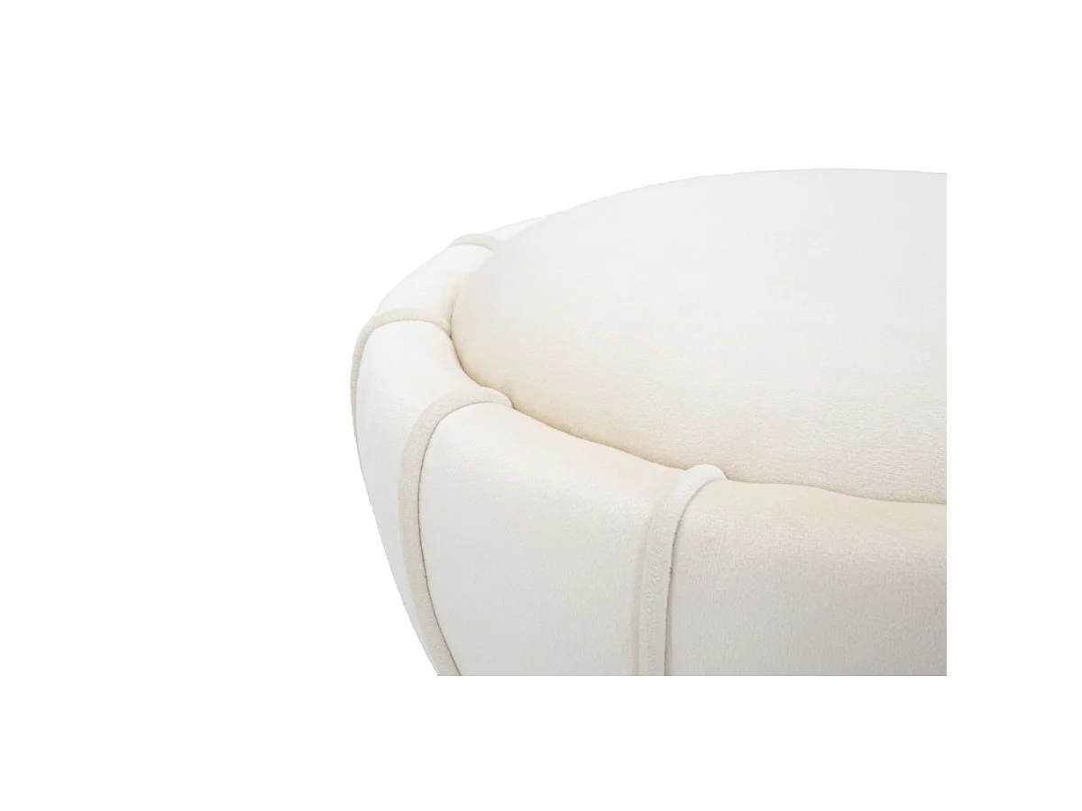 Pouf Design en Velours "Flower" 44cm Crème & Or