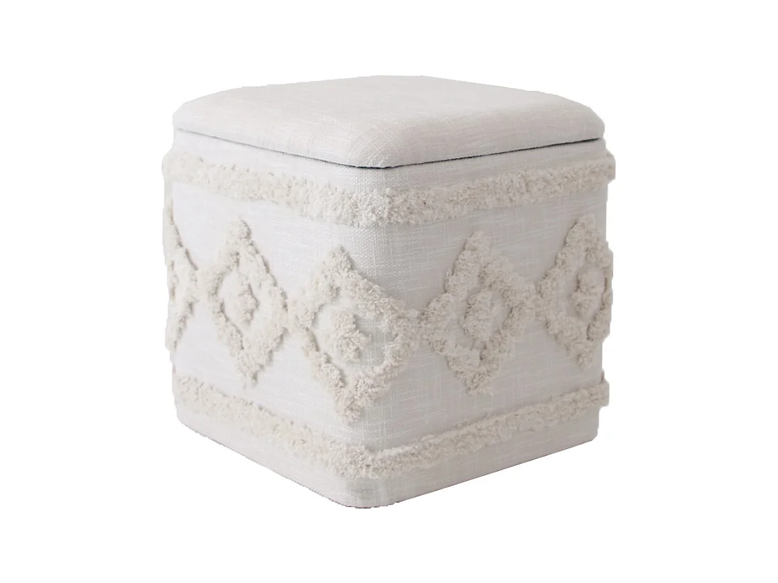 Pouf de rangement Damasco - Pouf carré en tissu rembourré - Dimensions 40x40x40 cm - Décoration élégante - Tissu naturel