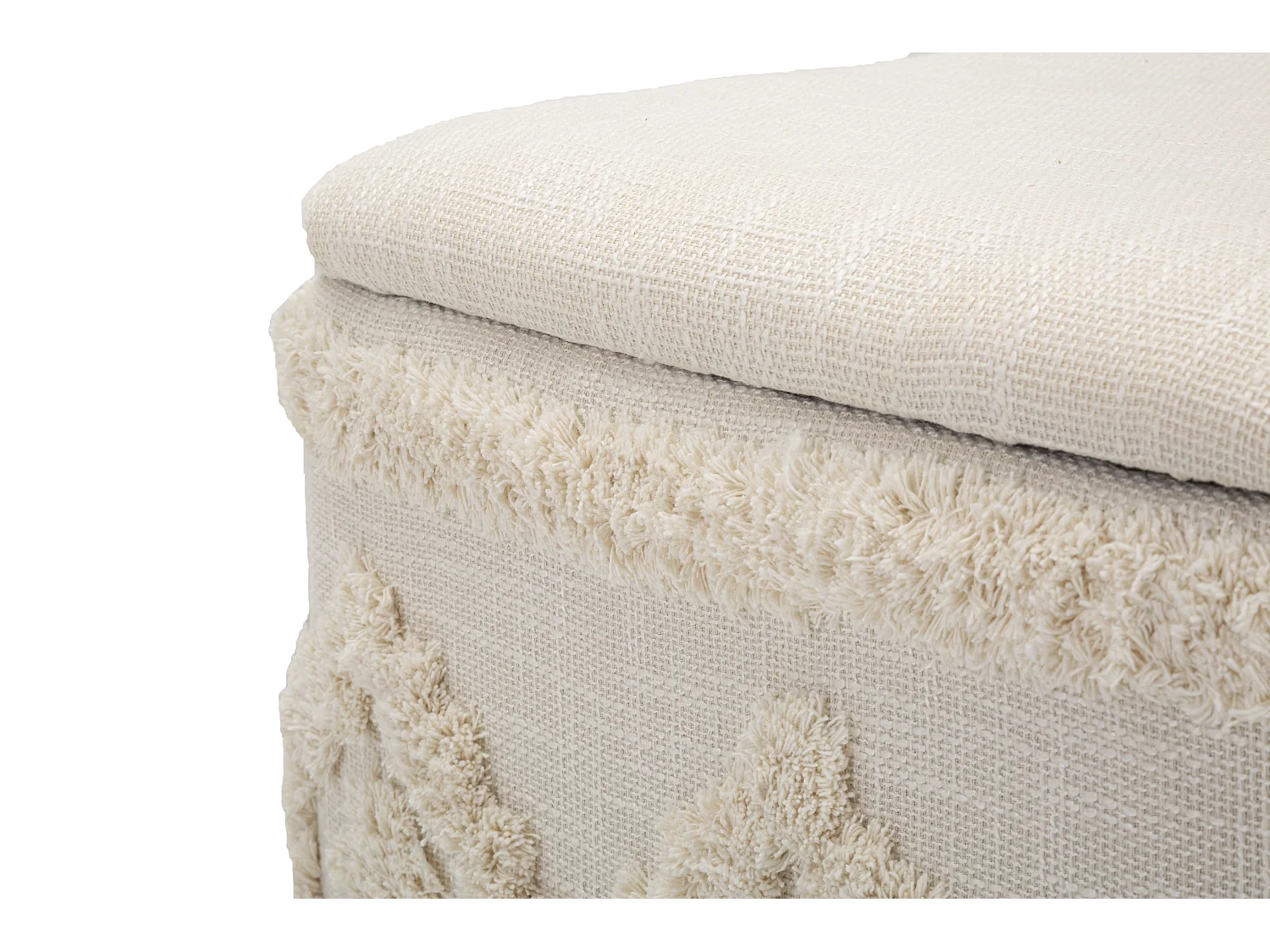 Pouf Avec Rangement Effet Tufté "Damasco" 40cm Beige