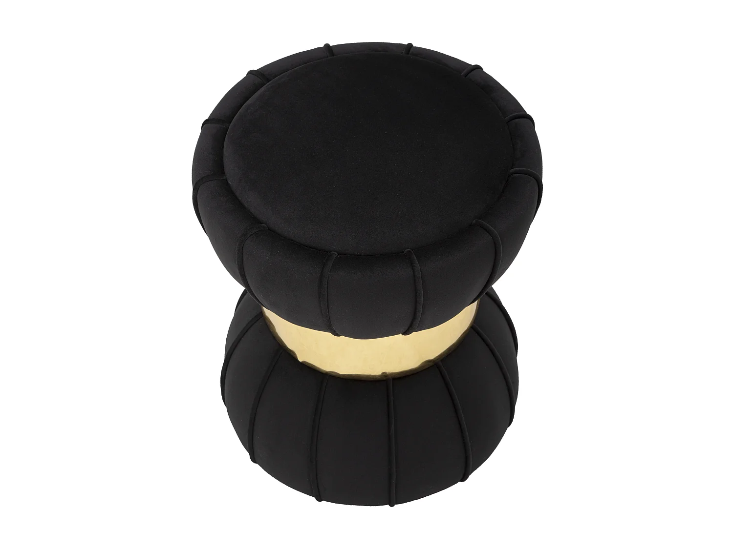 Pouf Design en Velours "Flower" 44cm Noir & Or