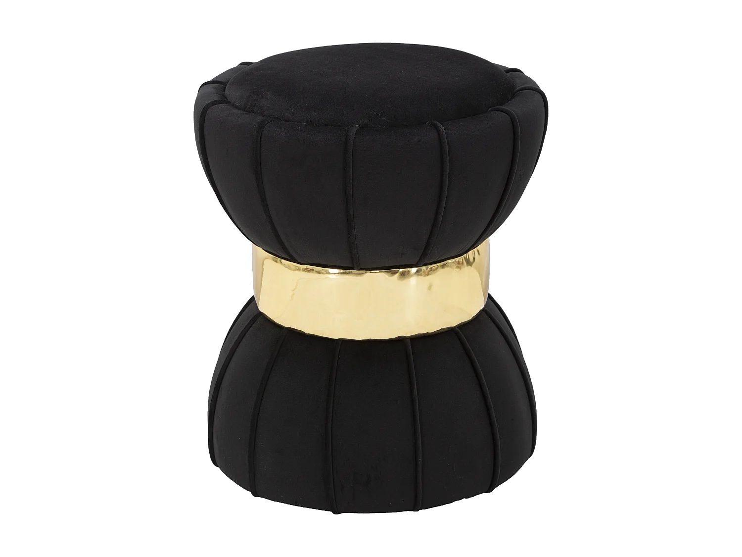 Pouf Design en Velours "Flower" 44cm Noir & Or