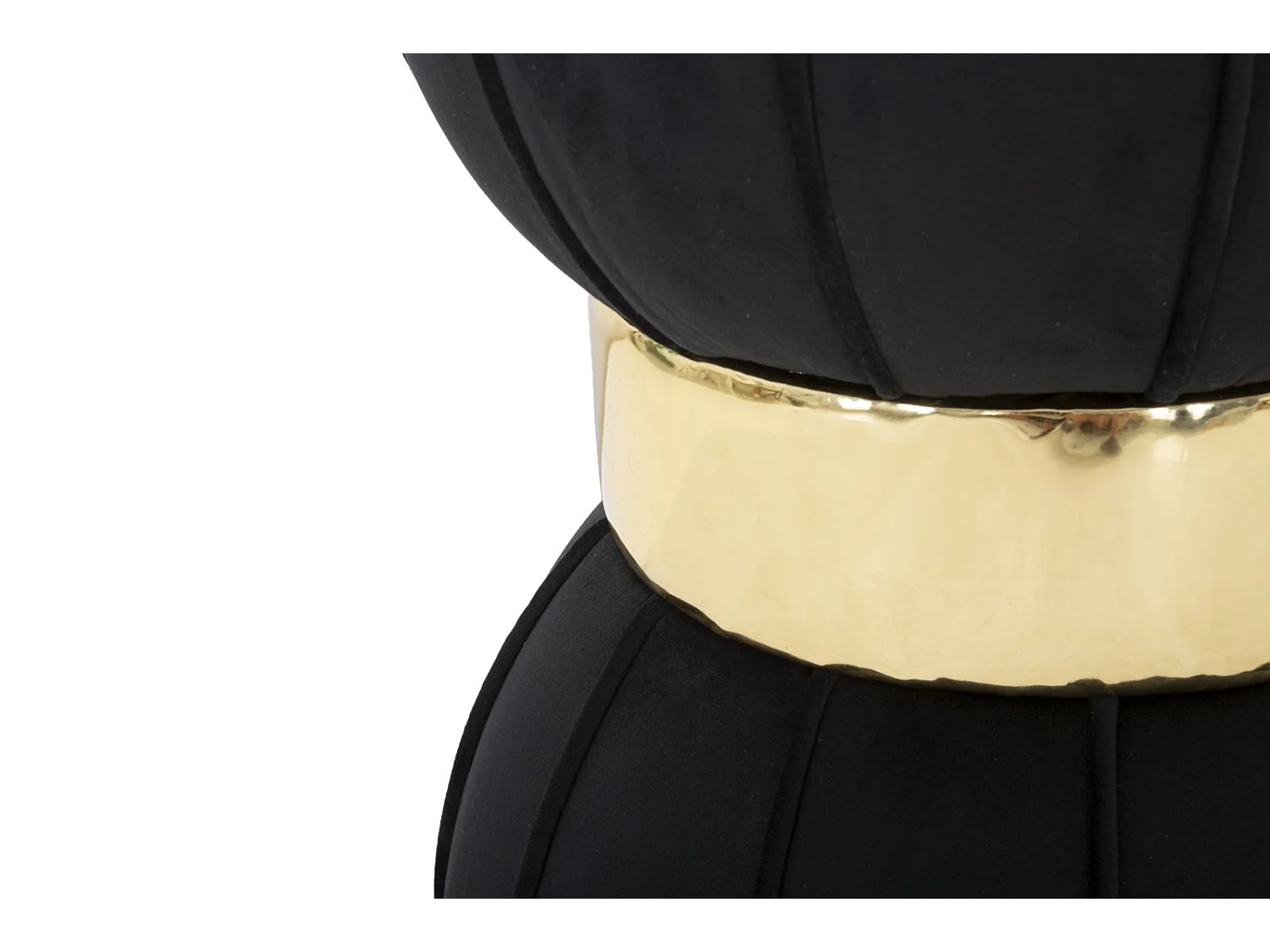 Pouf Design en Velours "Flower" 44cm Noir & Or