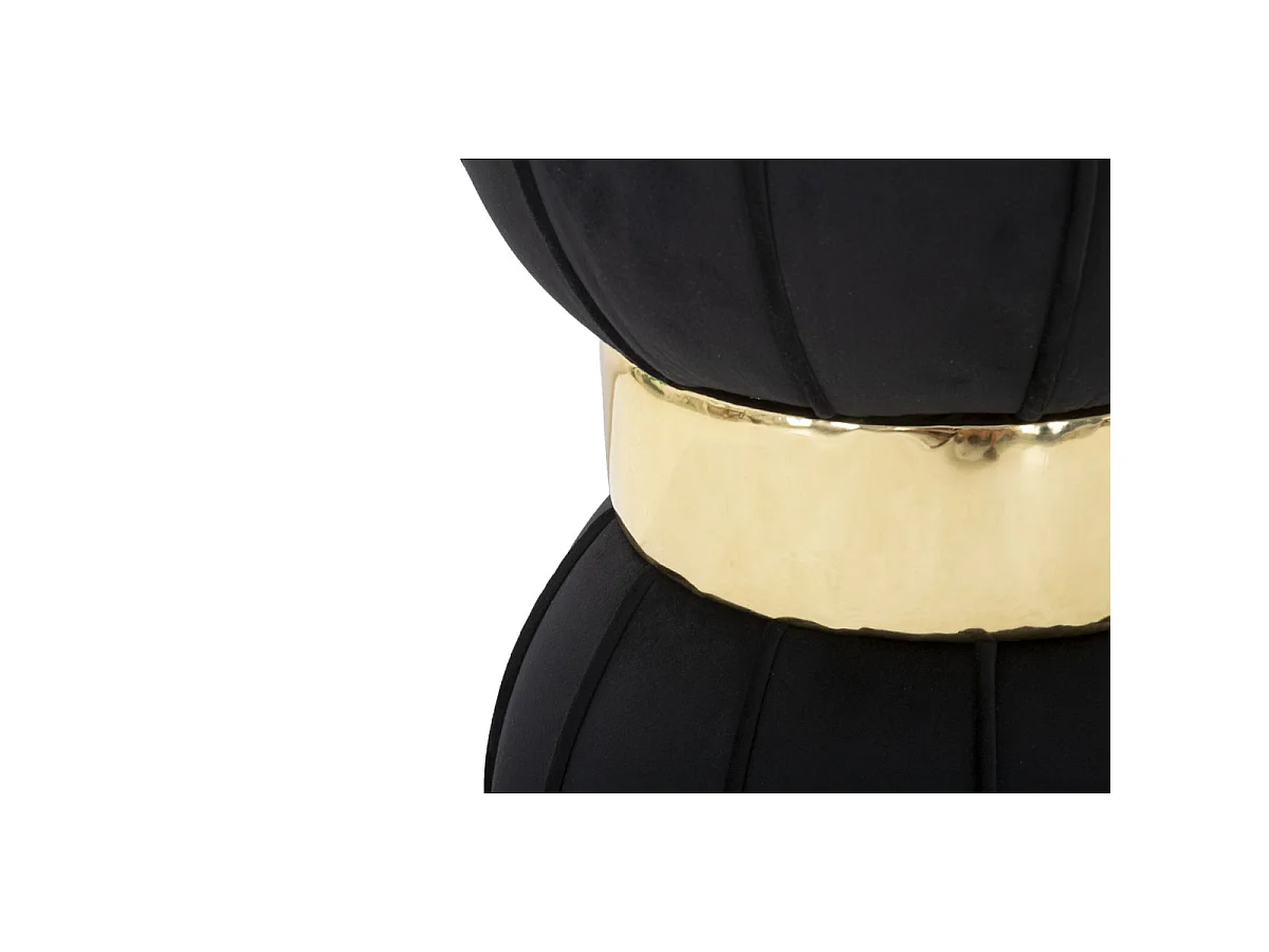Pouf Design en Velours "Flower" 44cm Noir & Or