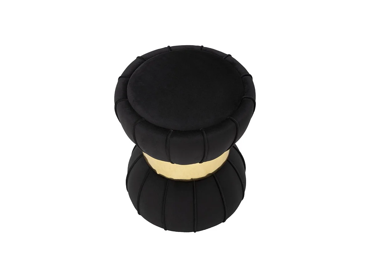 Pouf Design en Velours "Flower" 44cm Noir & Or