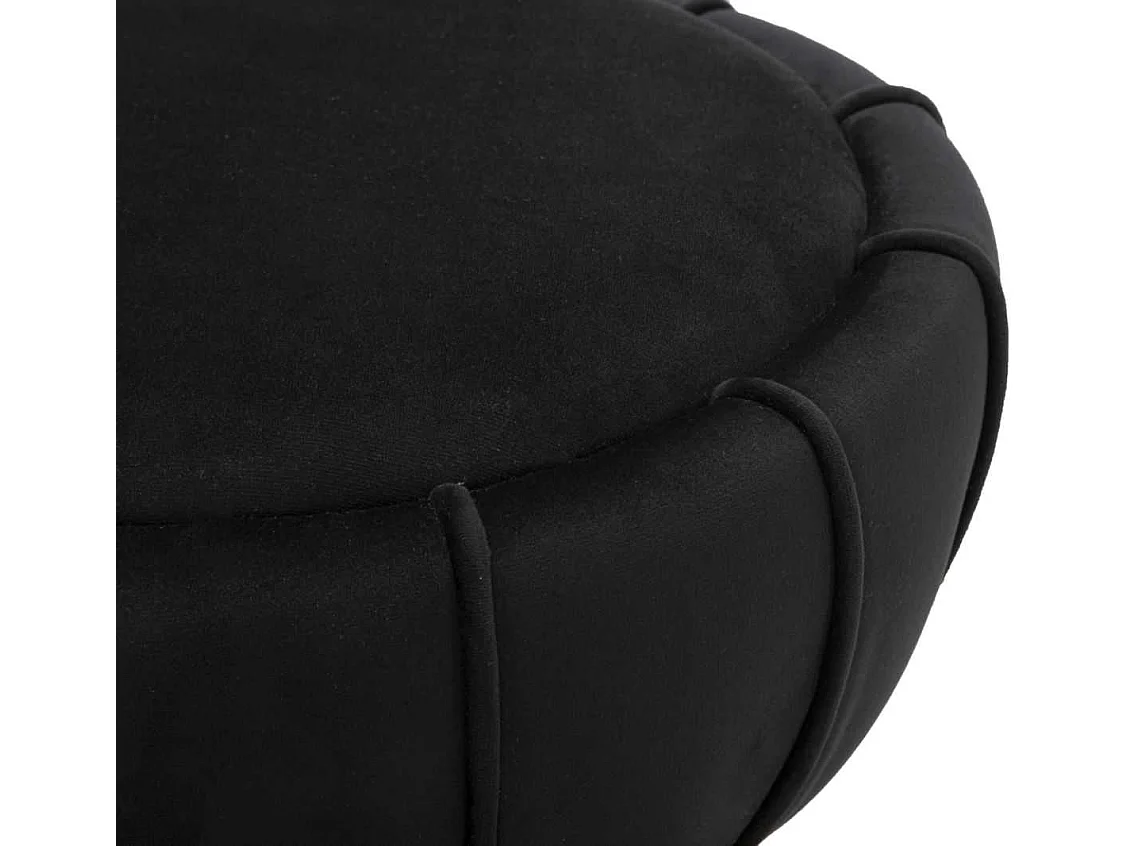 Taburete redondo tapizado en terciopelo sintético Flower - Negro