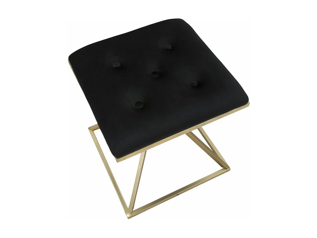 Sgabello dorato in metallo e seduta in velluto nero cm 45x45x48