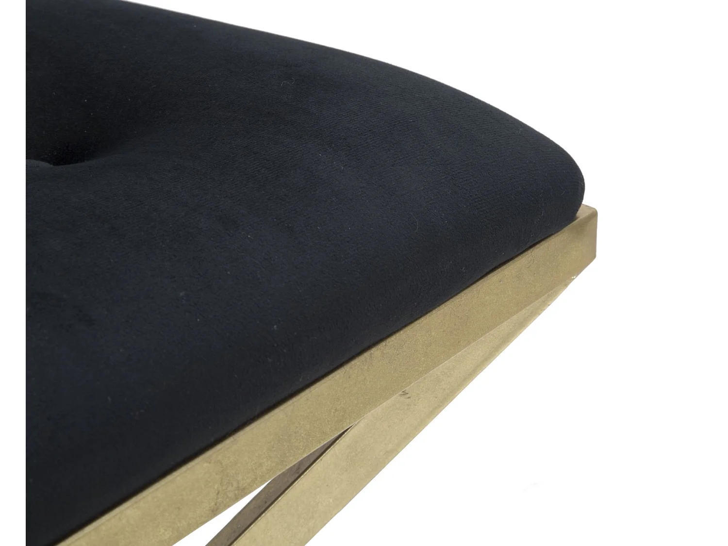 Sgabello dorato in metallo e seduta in velluto nero cm 45x45x48
