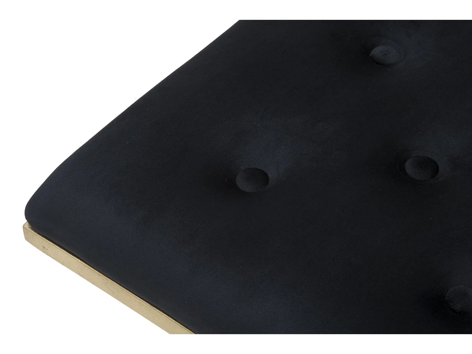 Sgabello dorato in metallo e seduta in velluto nero cm 45x45x48