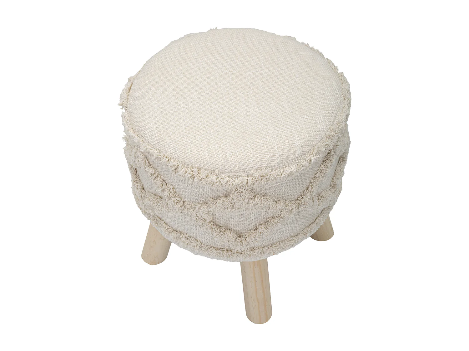 Sgabello rotondo in tessuto beige Ø cm 35x40