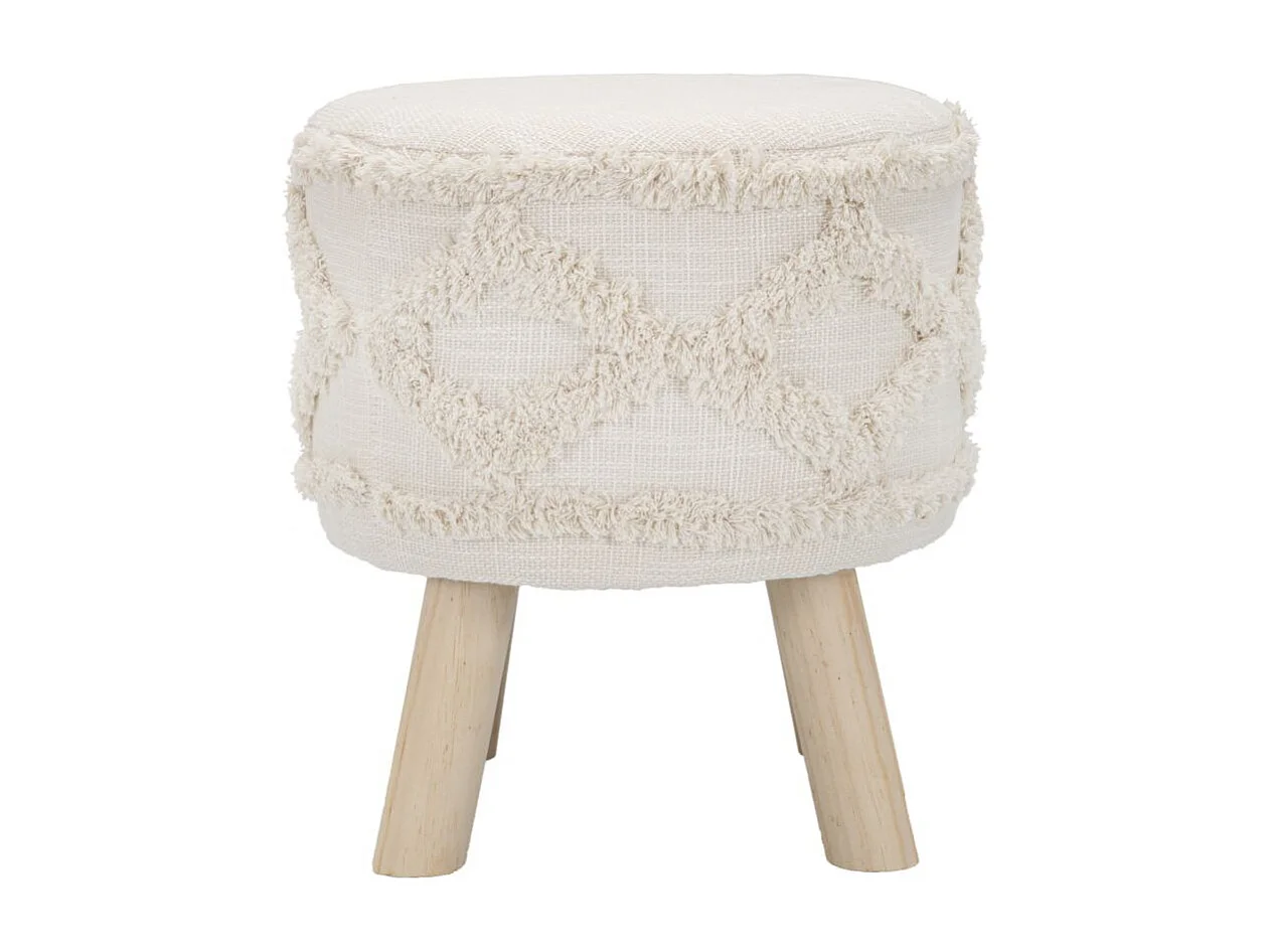 Tabouret Effet Tufté "Damasco" 40cm Beige