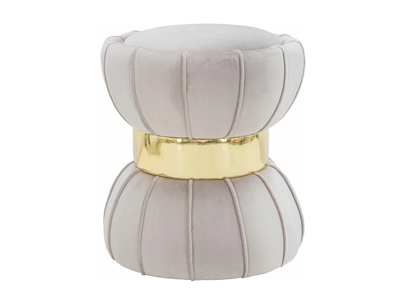 Pouf Design en Velours "Flower" 44cm Gris & Or