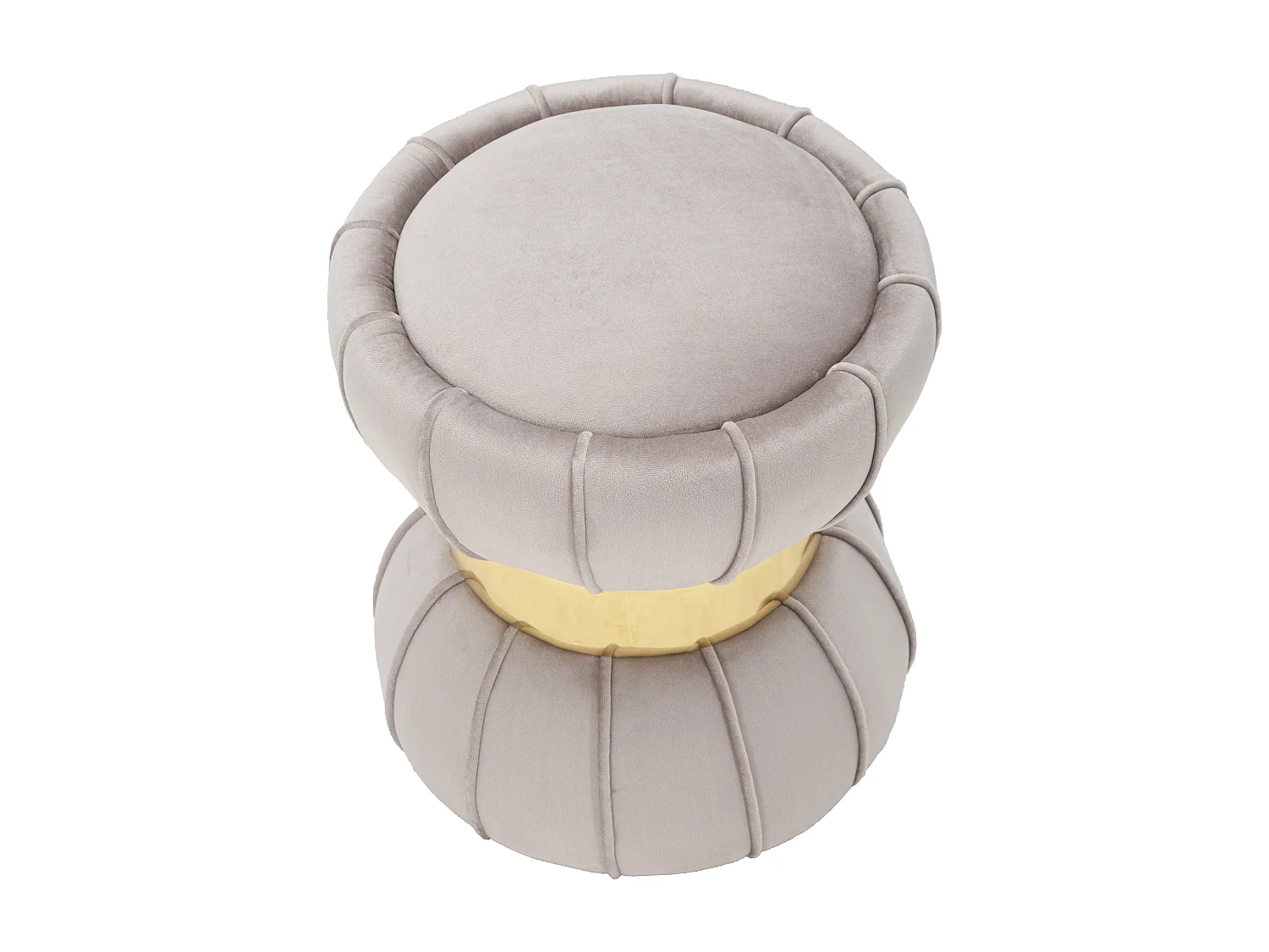 Pouf Design en Velours "Flower" 44cm Gris & Or