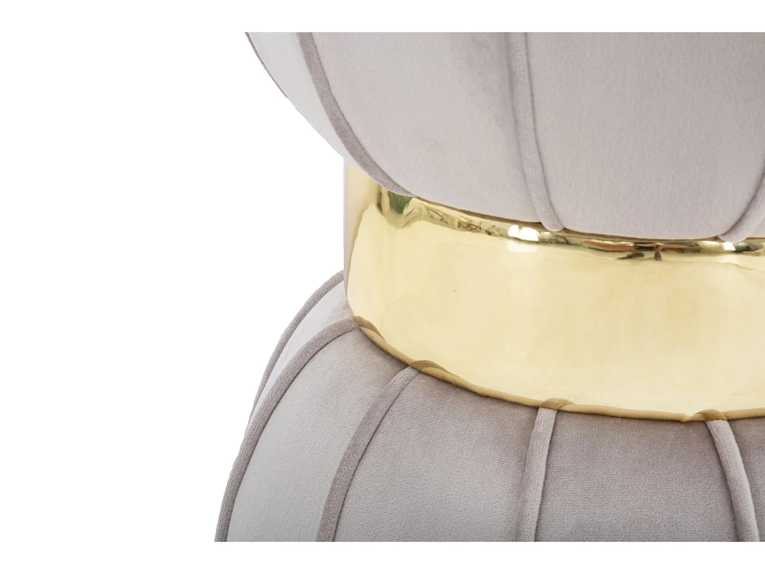 Pouf Design en Velours "Flower" 44cm Gris & Or