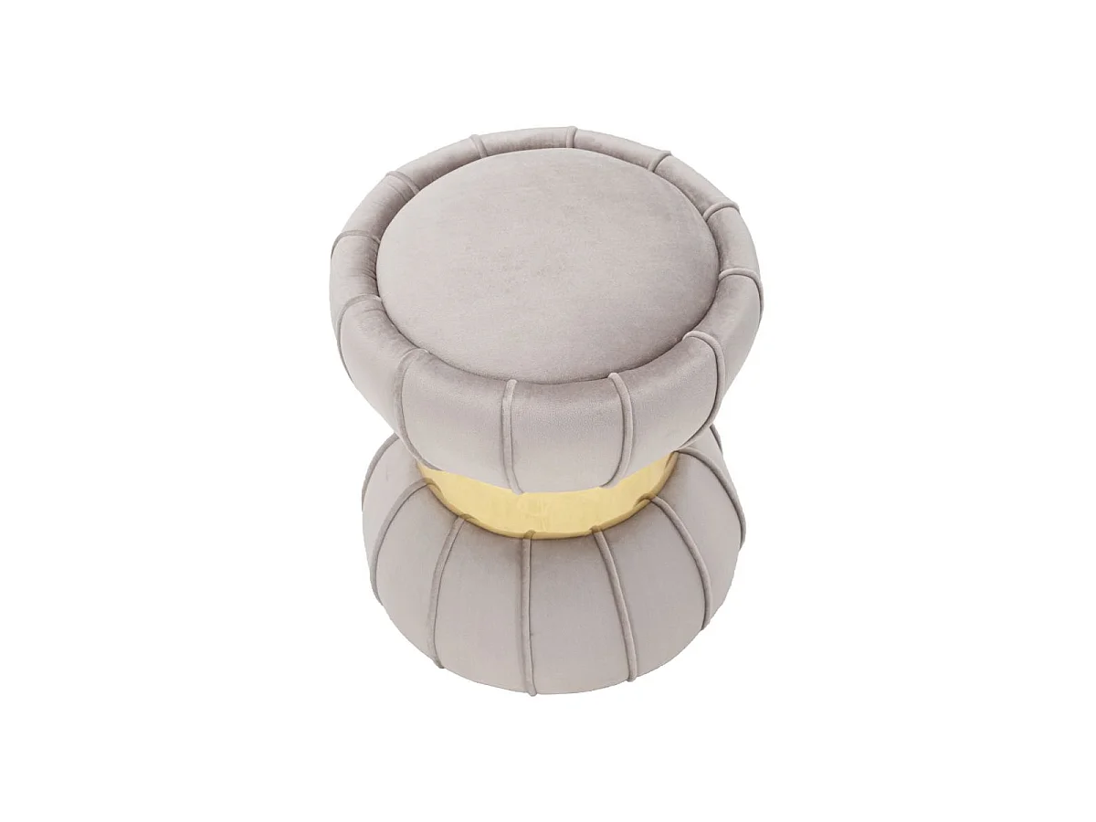 Pouf Design en Velours "Flower" 44cm Gris & Or