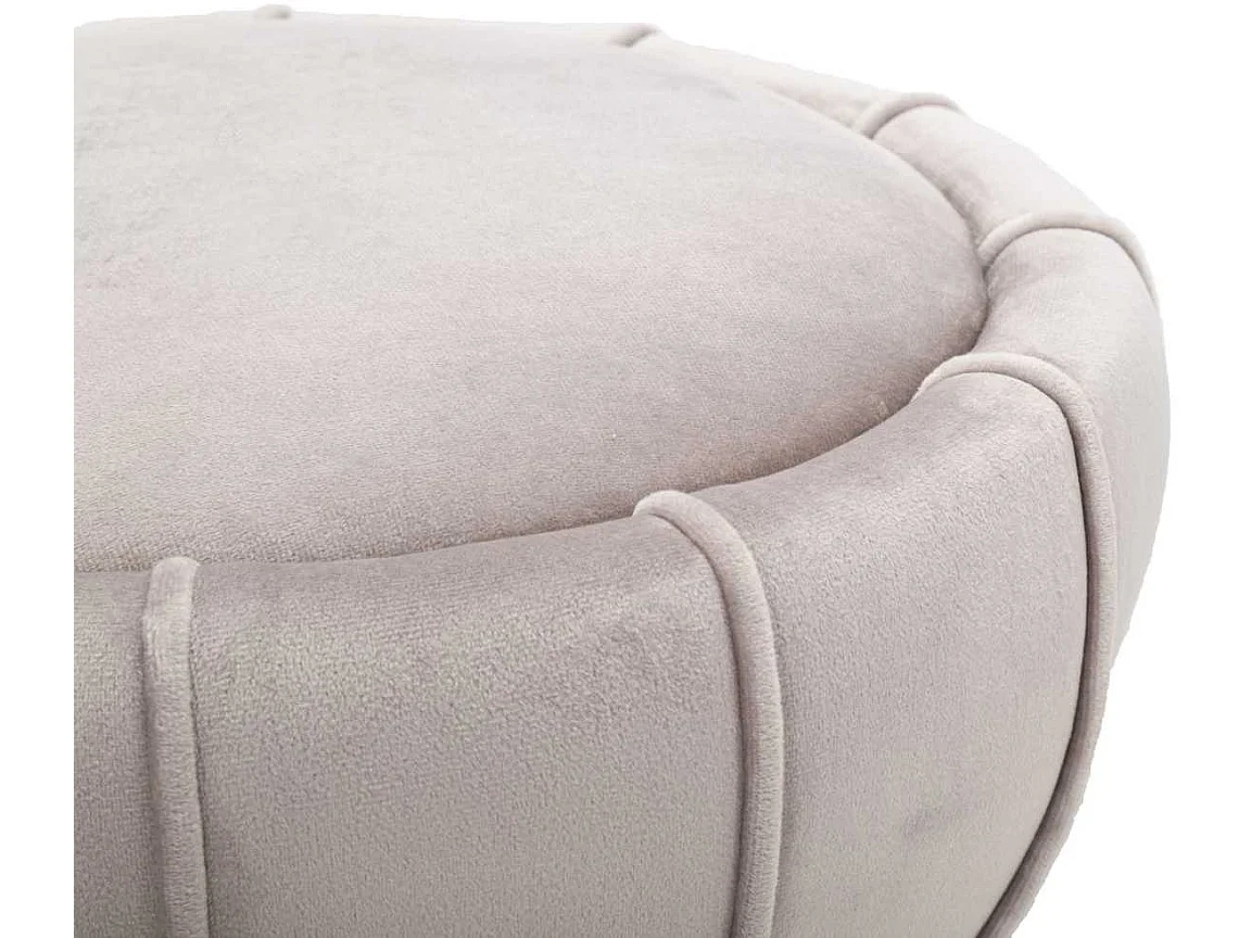 Taburete redondo tapizado en terciopelo sintético Flower - Gris