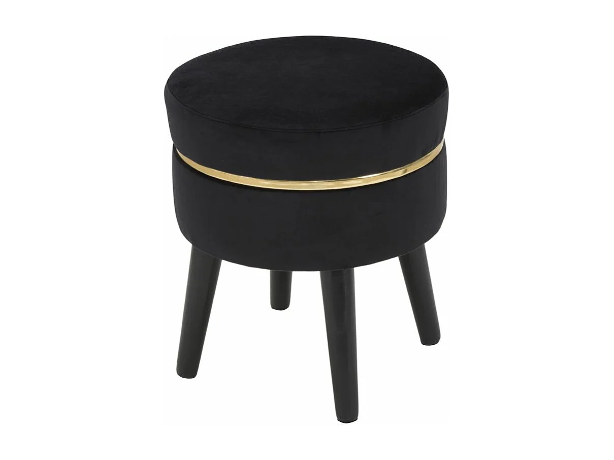 Sgabello in legno e velluto nero Ø cm 35x41