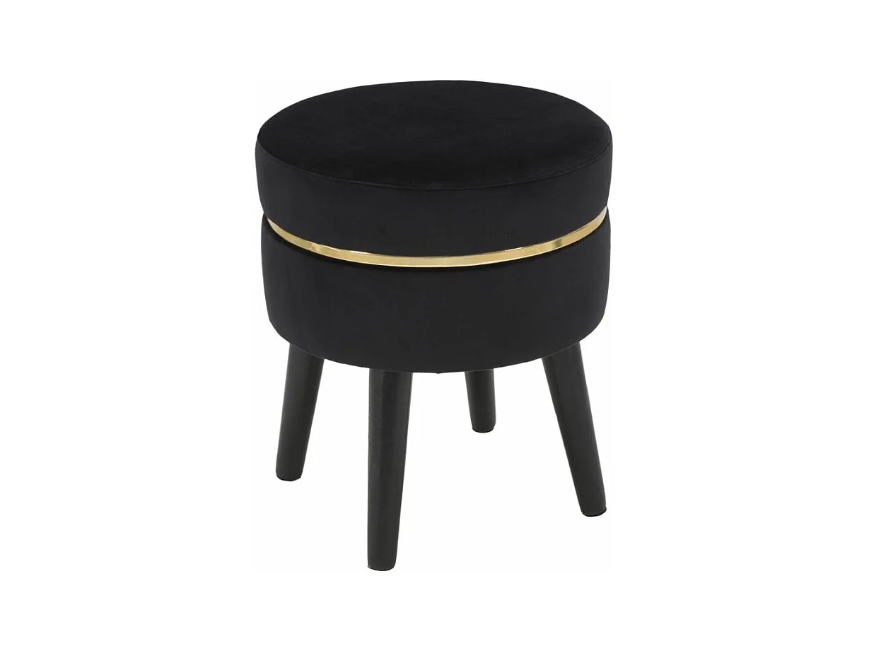 Tabouret en bois et velours noir Ø 35x41 cm