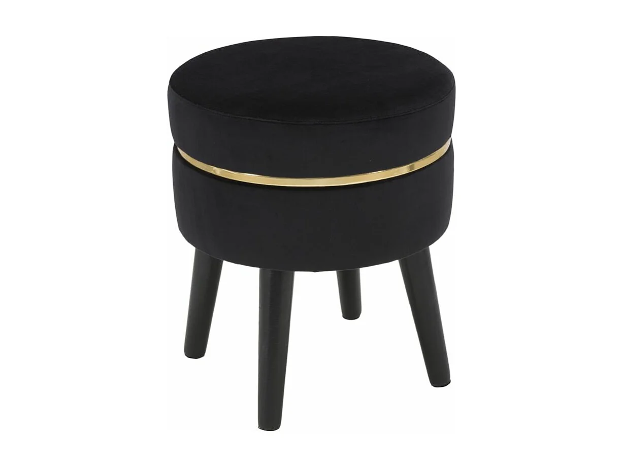 Tabouret Design en Velours "Paris" 40cm Noir