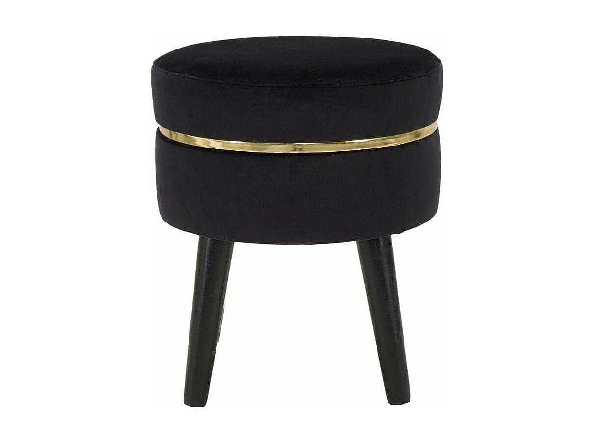 Tabouret Design en Velours "Paris" 40cm Noir