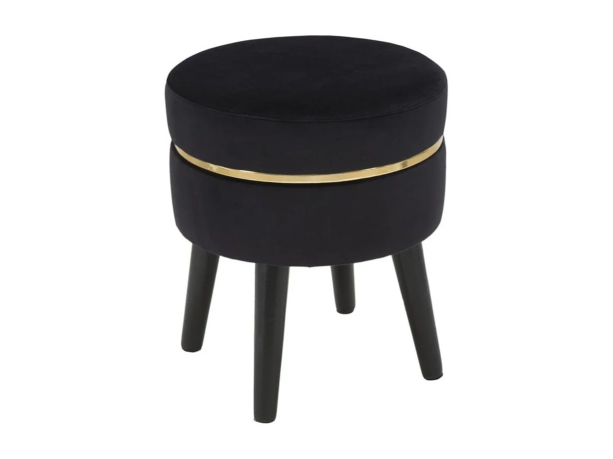Tabouret Design en Velours "Paris" 40cm Noir