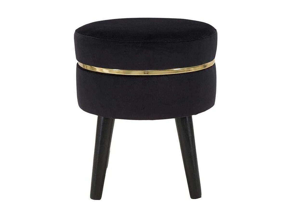 Tabouret Design en Velours "Paris" 40cm Noir