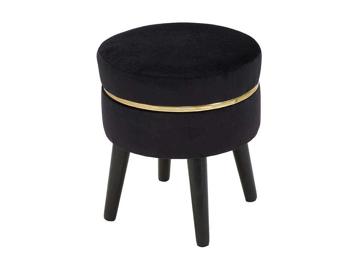 Tabouret Design en Velours "Paris" 40cm Noir